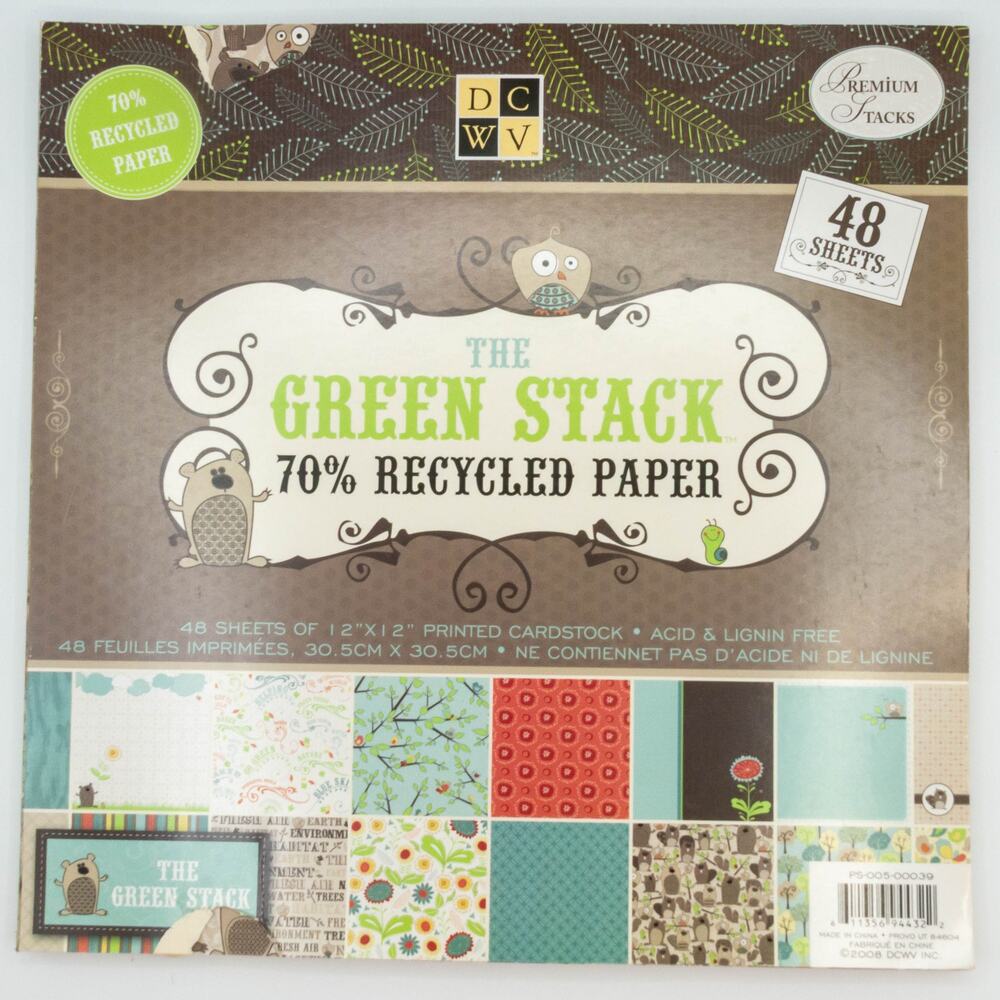 DCWV The Green Stack 12x122 Recycled Cardstock Paper Pad Partial 33/48